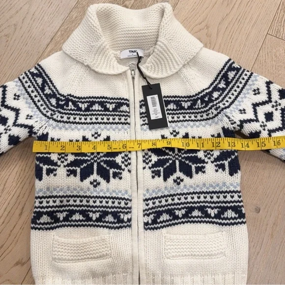 Aritzia Cream and Navy Fair Isle Zip-Up Cardigan - Picture 3 of 5